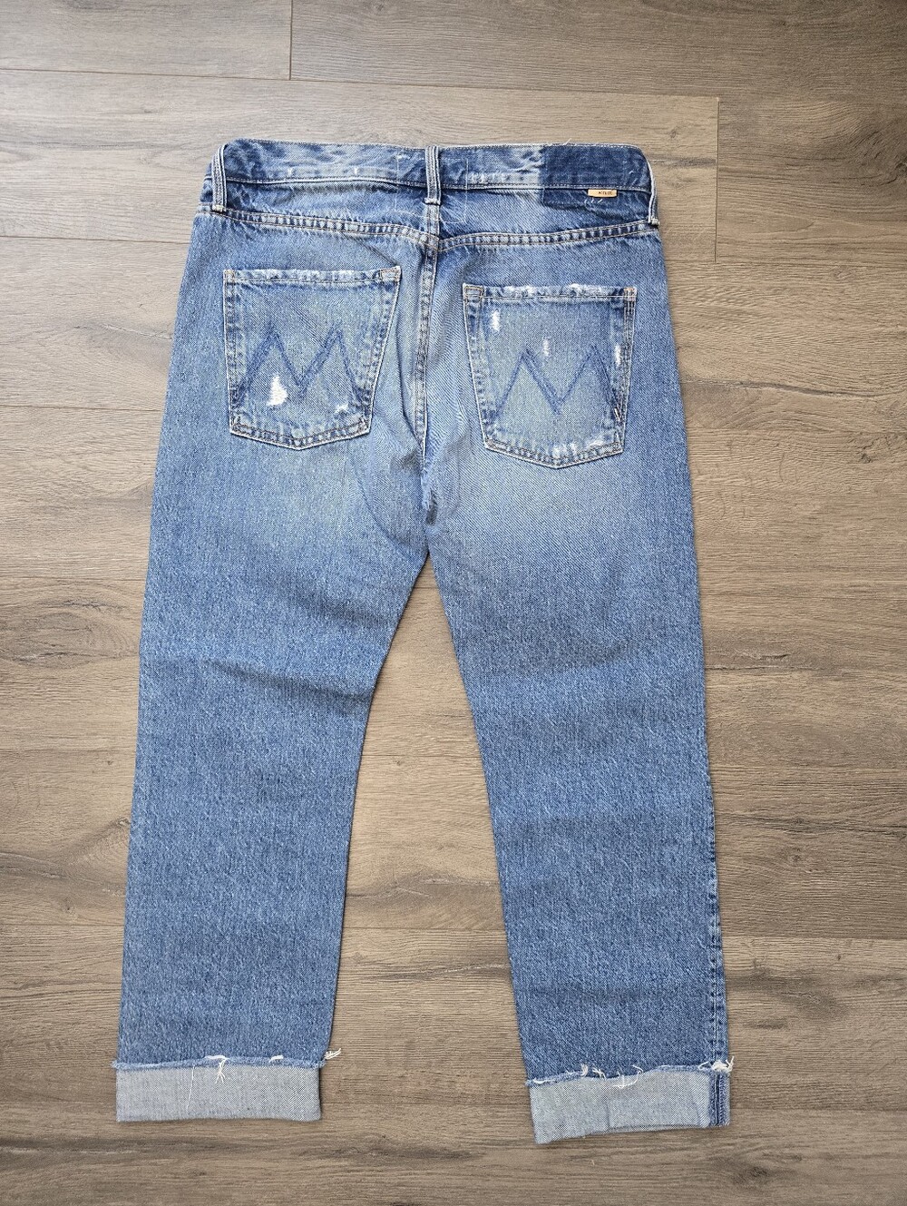 Mother The Scrapper Cuff Ankle Fray Jeans Take Me Higher Wash Size 28